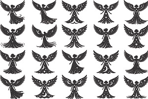 starry angel wings silhouette, an Illustration by Amazin_art