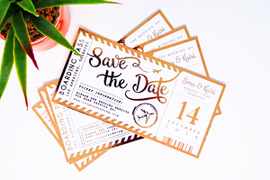 Save the Date Plane Ticket Template, an Invitation Template by CoconuTacha