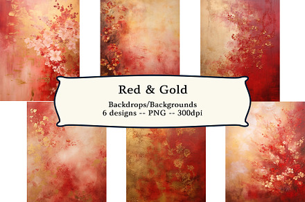 6 Red & Gold Painting Backgrounds