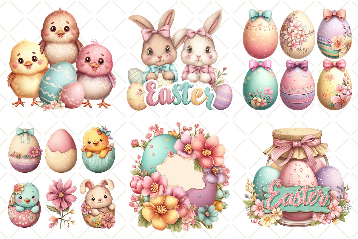 Pastel Cute Easter Clipart, an Illustration by Black Bird Studio (Photo 3 of 5)