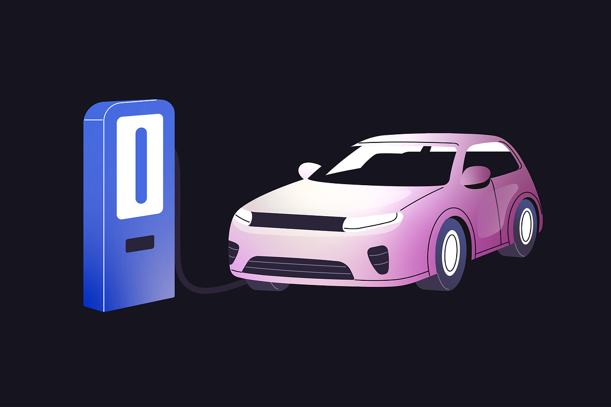 Electric cars, charging stations set, a Transportation Illustration by PaperTrident (Photo 9 of 11)