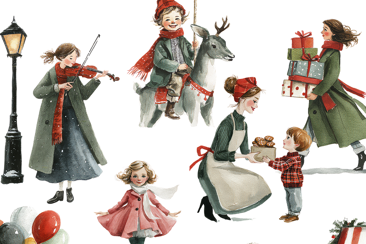 Christmas Village Clipart Set, a Decorative Illustration by Pati Paints (Photo 1 of 10)