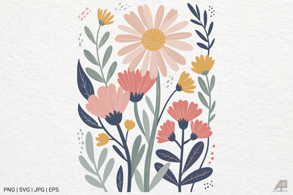 Boho Retro Flower Sublimation Bundle, an Illustration by Actual Pixel (Photo 11 of 13)