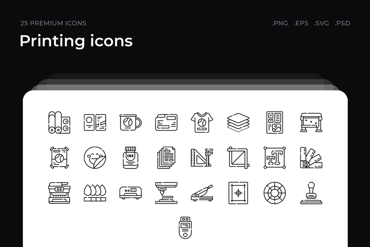 Printing icons, an Outline Icon by Wencory (Photo 2 of 2)