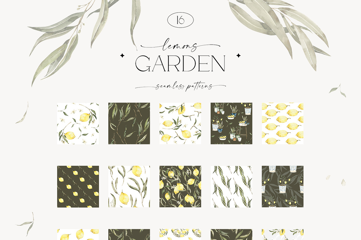 Watercolor Lemons Garden collection, a Decorative Illustration by ArtMaslyana (Photo 11 of 14)