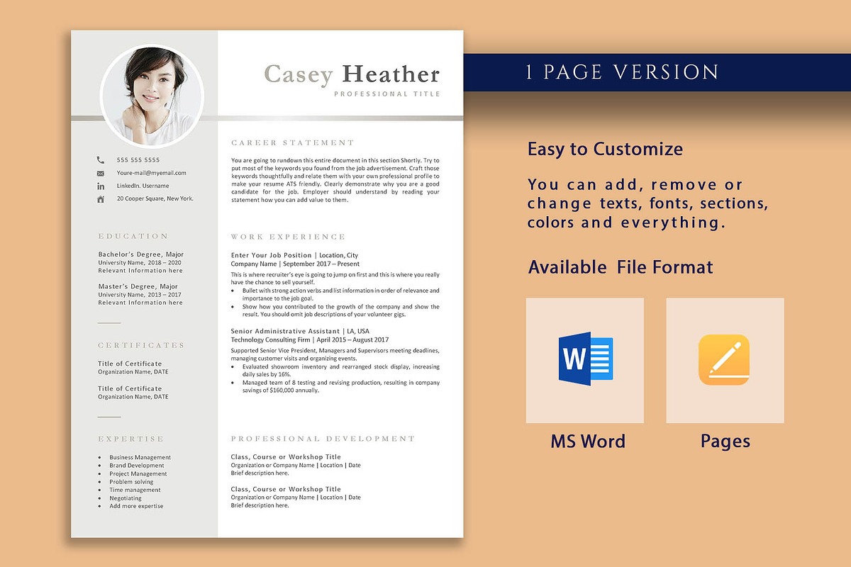 Professional Resume Template, CV, a Resume Template by VictoriousVita (Photo 2 of 8)