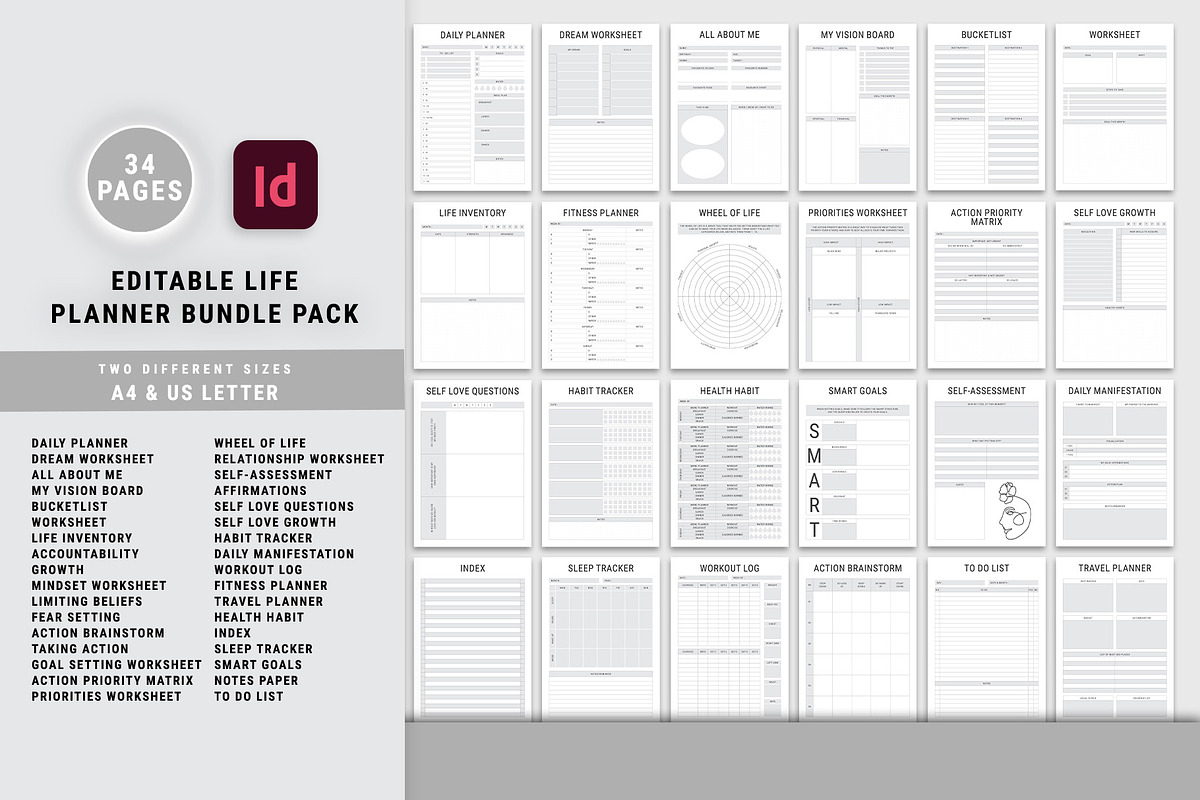 Life Self Help Planners InDesign, a Stationery Template by MNT-Creator (Photo 1 of 10)