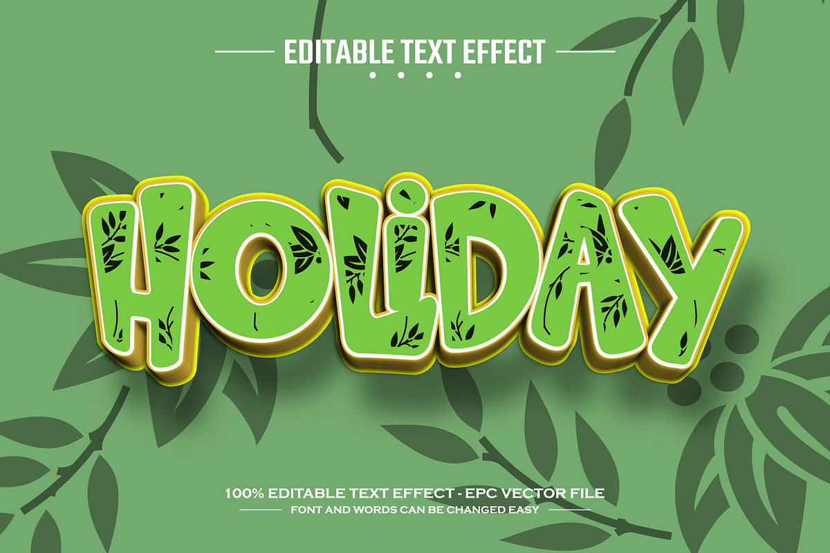 Holiday 3D editable text effect, a Layer Style Add-On by nicemorning