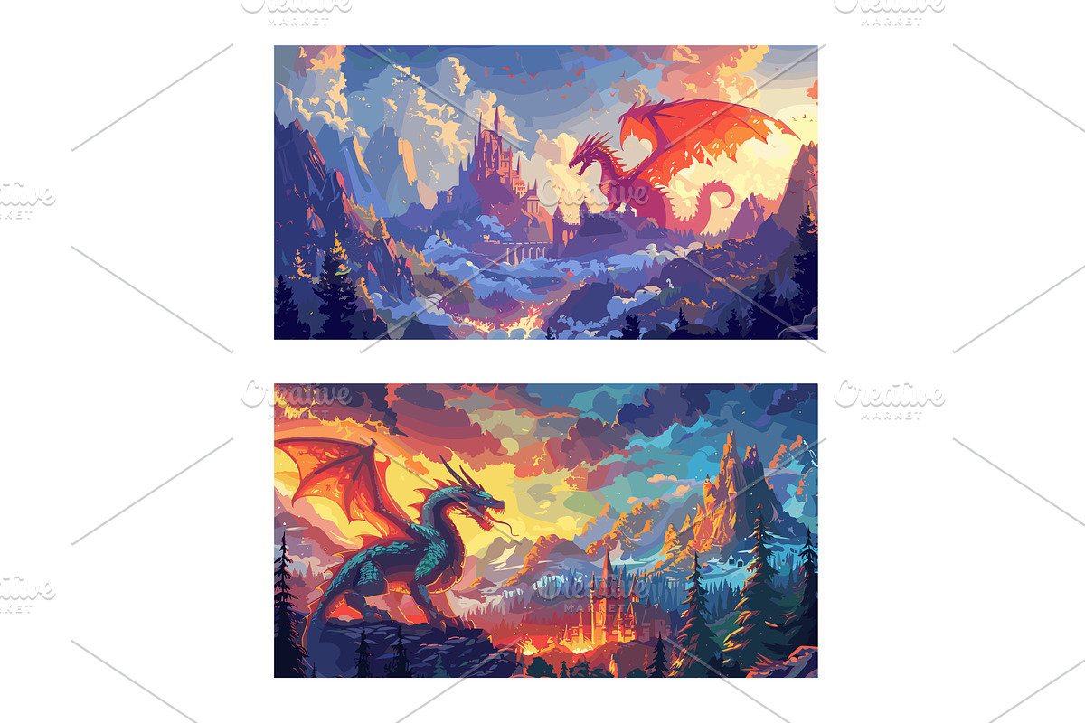 Dragon defend or attack fortress, an Animal Illustration by Stock-Smart-Start