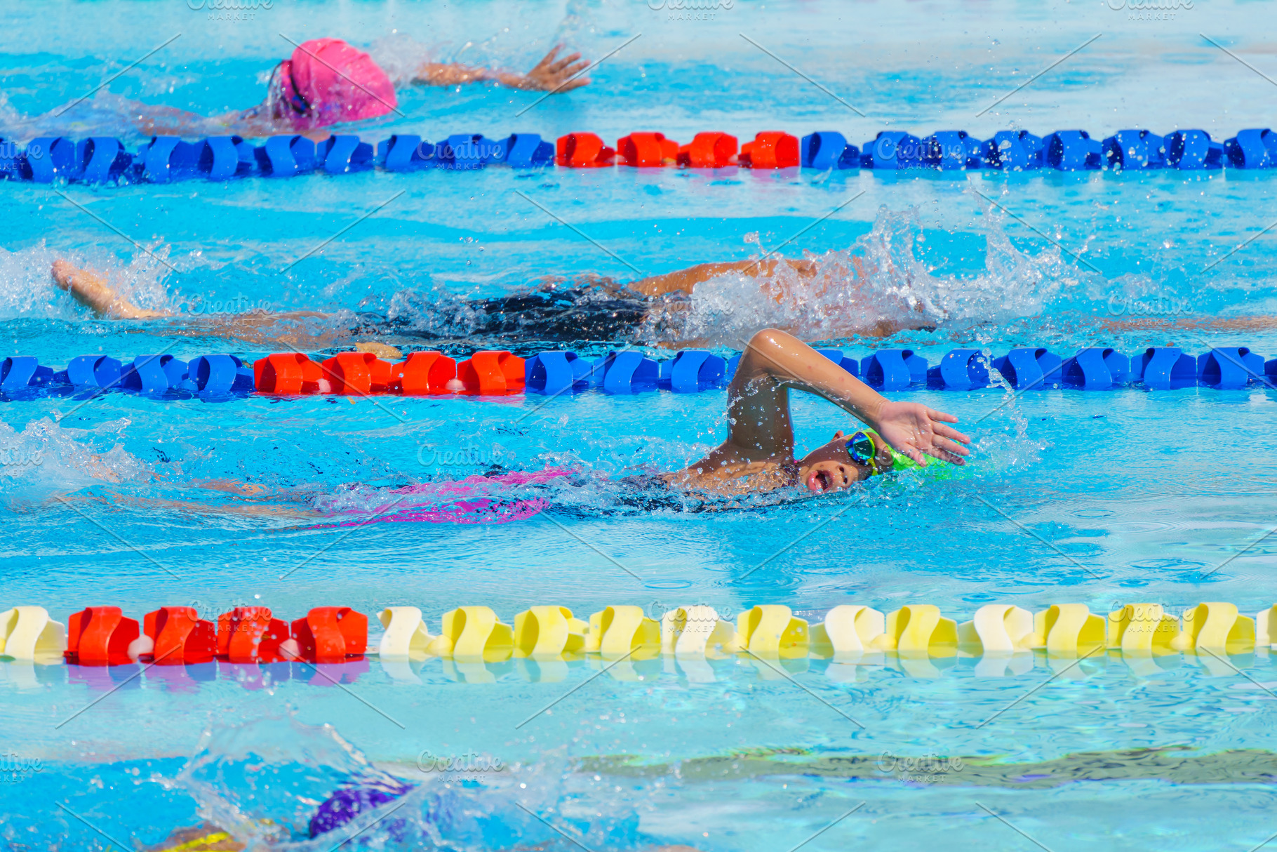 Swimmer child swims backstroke swimm, a Sports & Recreation Photo by Casanowe-studio