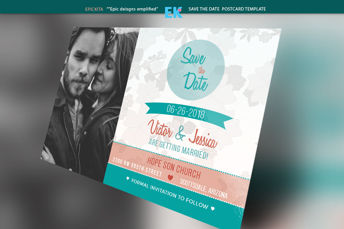 Save the Date Postcard Template, a Card Template by Epickita (Photo 1 of 4)