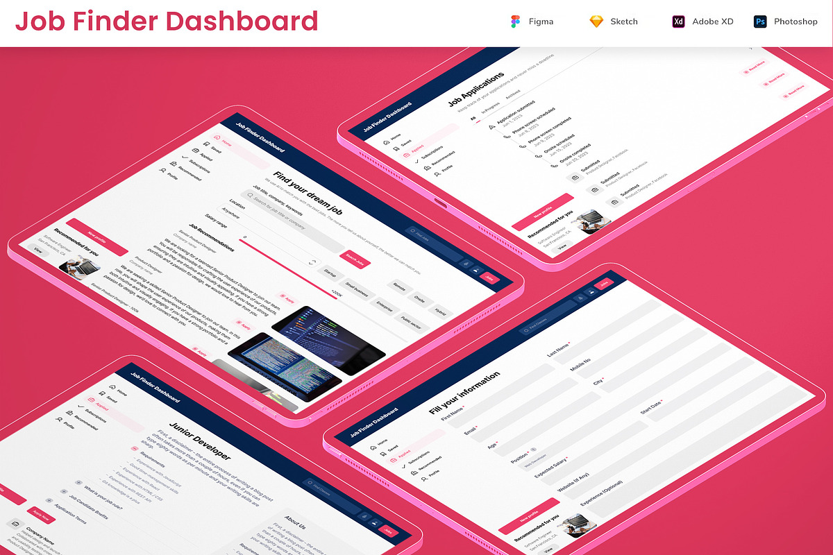 Job Finder, Employment Web App UI, an UI Kit Template by nagaredesignstudio (Photo 1 of 5)
