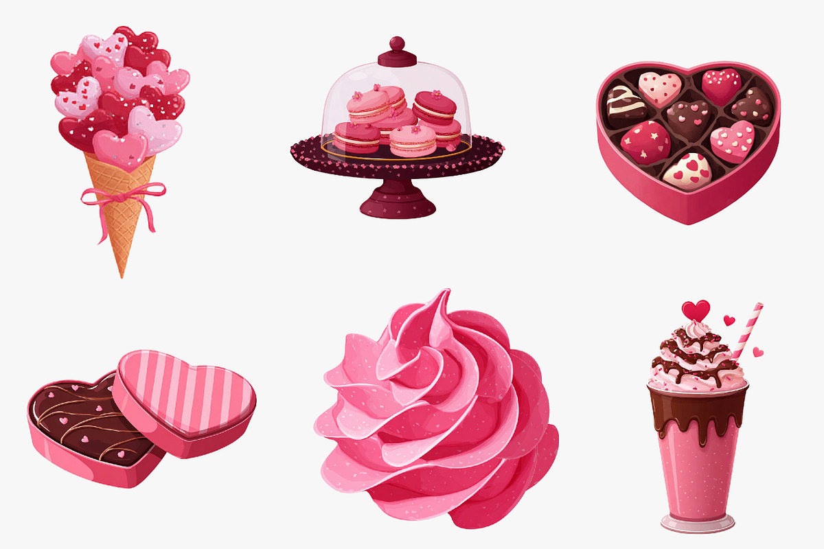 Watercolor Valentine's Day Clipart, an Illustration by CreationArt (Photo 3 of 5)