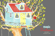 Treehouse watercolor clipart png, a Decorative Illustration by Magic Story Studio (Thumbnail 3 of 3)