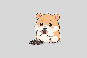 Hamster Eating Cartoon, an Animal Illustration by Artpon Illustration