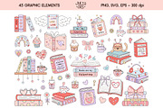 Valentine Bookish Clipart, an Education Illustration by JulzaArt (Thumbnail 2 of 7)
