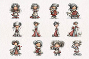 Vintage Christmas Woman PNG Clipart, a Seasonal Illustration by CreationArt (Thumbnail 2 of 7)