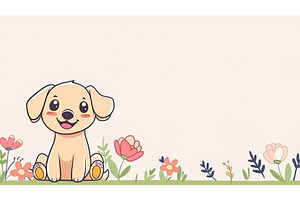 cute illustration of puppy in floral, an Object Illustration by Lermont51