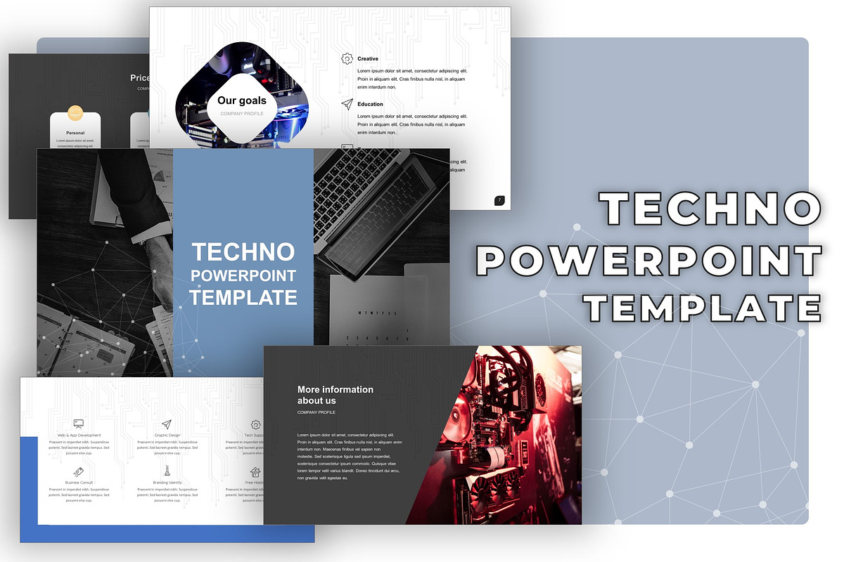 Techno-PowerPoint Template [PPTX], a Presentation Template by litoondev (Photo 1 of 11)