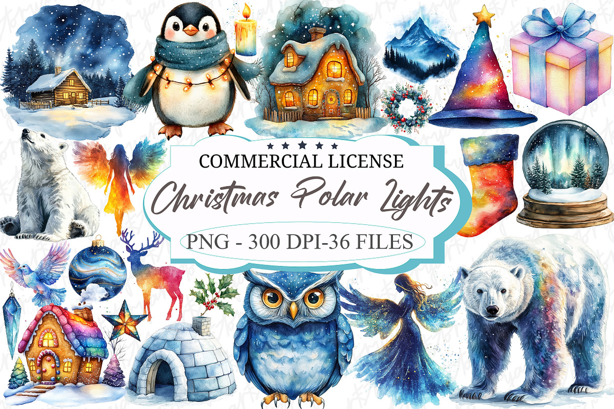 Christmas Polar Lights Clipart, an Illustration by designcity5 (Photo 1 of 5)