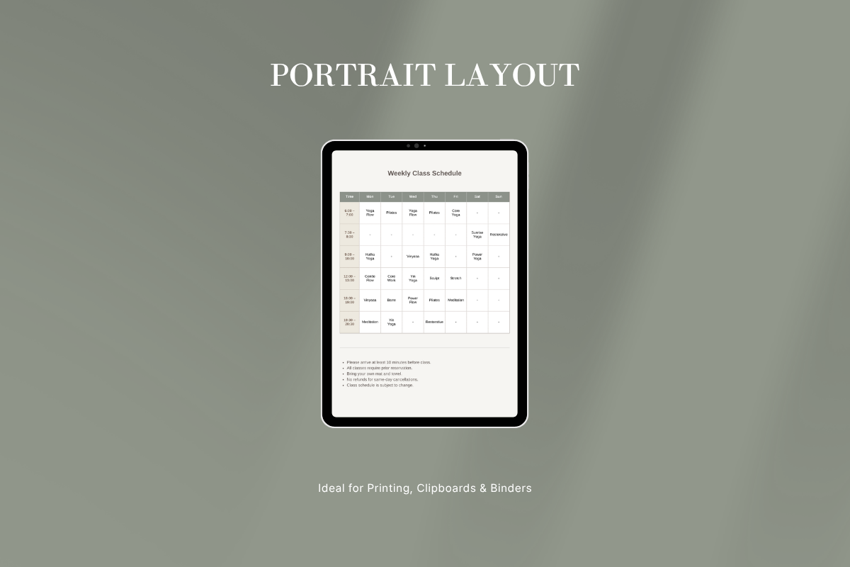 Yoga Class Schedule Template Canva, a Stationery Template by batang (Photo 2 of 5)