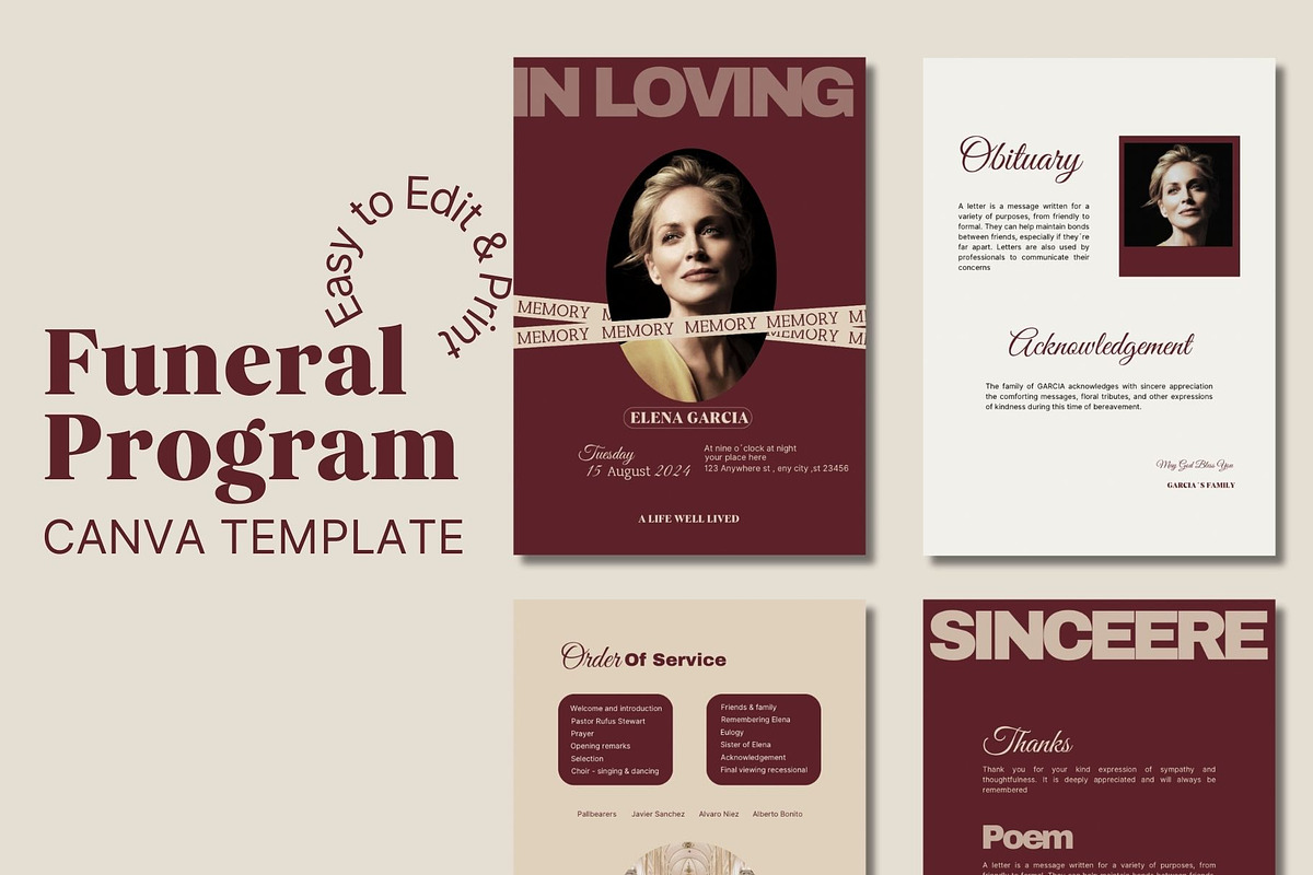Elegant Funeral Program, an Invitation Template by Prodesign (Photo 1 of 3)