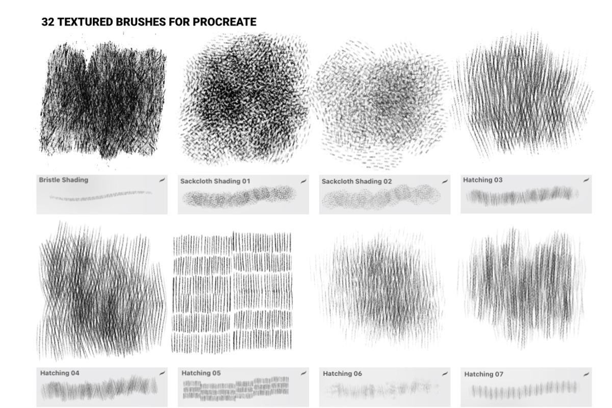 TEXTURED BRUSHES FOR PROCREATE, a Brushes & More by ARTMIRU (Photo 7 of 8)