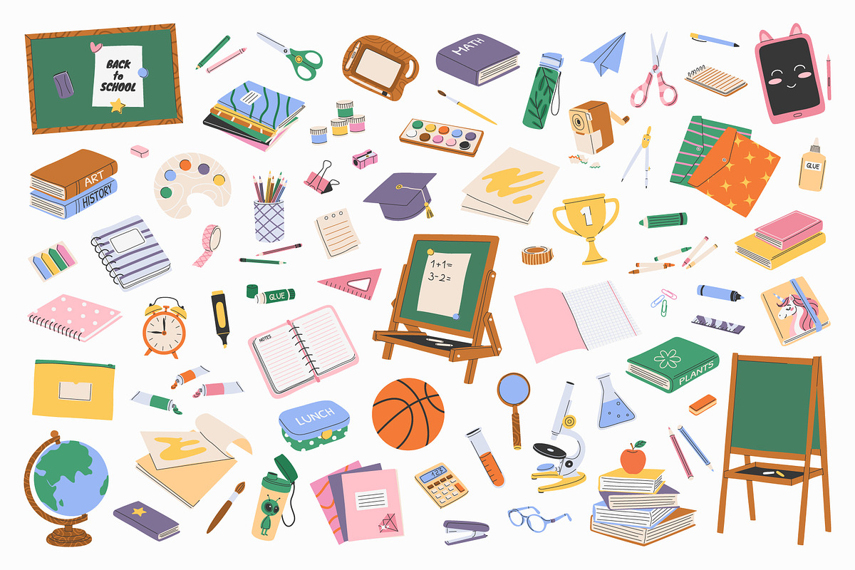 100+ School Supplies Clipart Kit, an Education Illustration by IuliiaSavko (Photo 7 of 8)