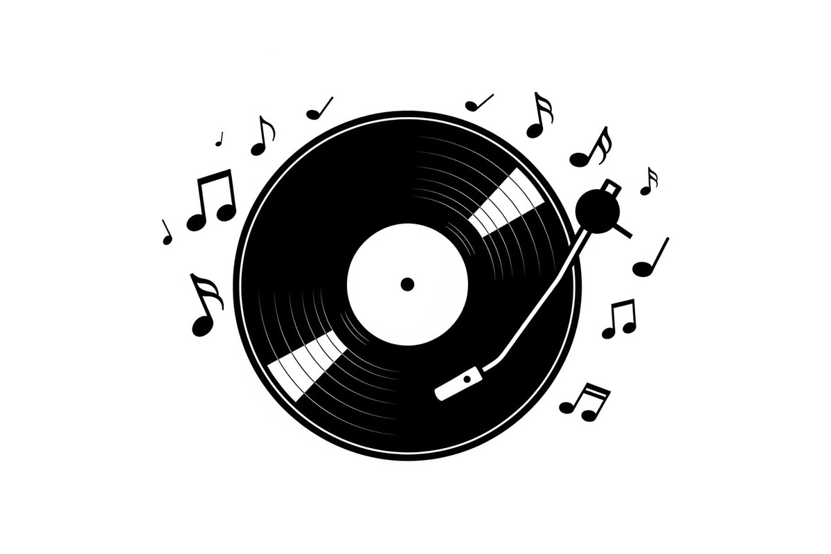 Vintage Vinyl Record & Turntable Bun, an Illustration by Creativeshirt (Photo 2 of 31)