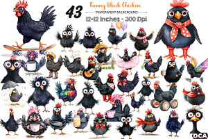 Quirky Funny Black Chicken Sublimati, an Illustration by DreamCafeArt