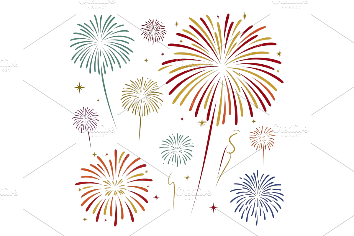 New year Fireworks Clipart, a Seasonal Illustration by Creative design (Photo 6 of 7)