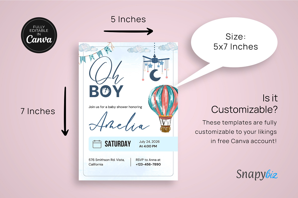 Boy Baby Shower Invitation Template, an Invitation Template by Snapybiz (Photo 2 of 10)