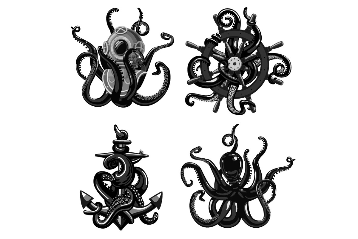 Octopus Vector Pack, an Animal Illustration by ne2pi (Photo 5 of 5)