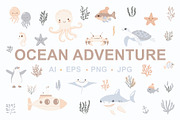 Ocean Adventure Bundle, an Animal Illustration by Mariia Kovalchuk (Thumbnail 1 of 12)