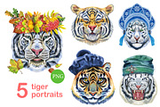 Cute watercolor tigers. Part 2, an Animal Illustration by Watercolor fantasy (Thumbnail 1 of 4)