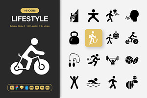 Lifestyle Solid Icons, a Solid Icon by Spacepixel Creative