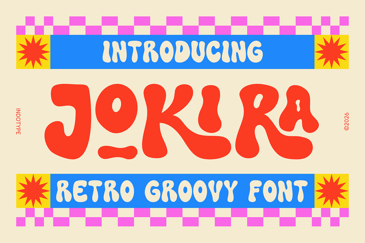 Jokira - Retro Groovy Font, a Symbol Font by Indotype Foundry (Photo 1 of 10)