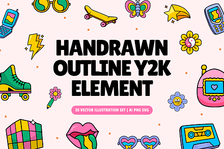 Handrawn Outline Y2K Element, a Decorative Illustration by Illustrava