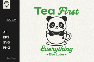 Cute Panda In A Teacup, T-shirt, an Animal Illustration by shaondesigns