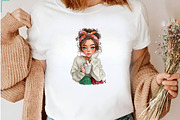Whimsical Christmas Coffee Girl, a Seasonal Illustration by CreationArt (Thumbnail 6 of 7)