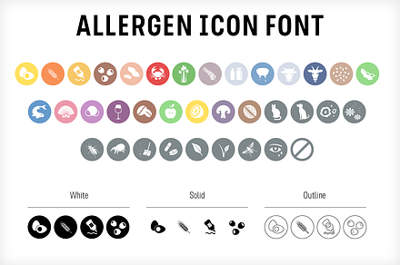 Food & Allergen icon font set, a Symbol Font by Studio Dot by dot