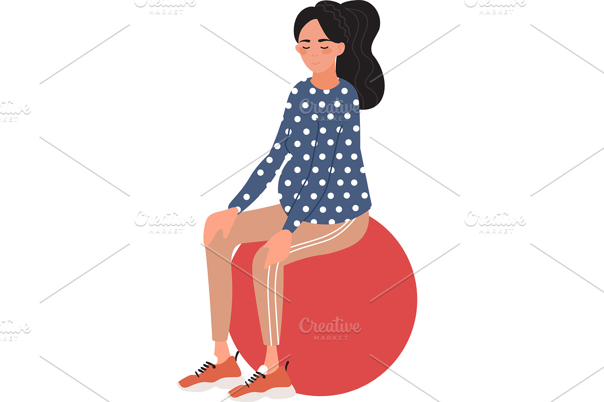 pregnant woman training on fitball, a Sport Illustration by vectorpointstudio