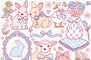 Coquette Easter Clipart | Hand Drawn, an Animal Illustration by TitaLivingArt (Thumbnail 2 of 12)
