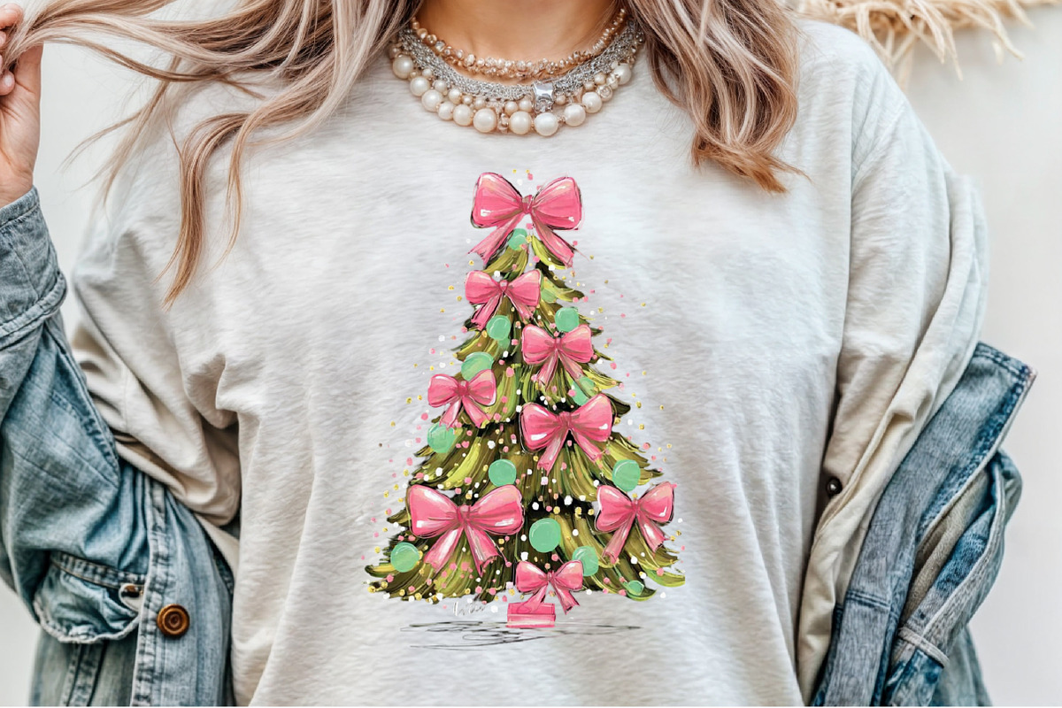 Coquette Pink Bow Christmas Tree PNG, an Illustration by Sublimation Artist (Photo 5 of 9)
