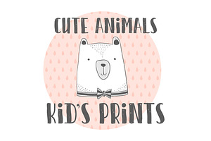 Kid's prints.Stylized cute animals