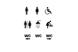 Restroom Sign Icons Set, an Outline Icon by GeorgeKhelashvili