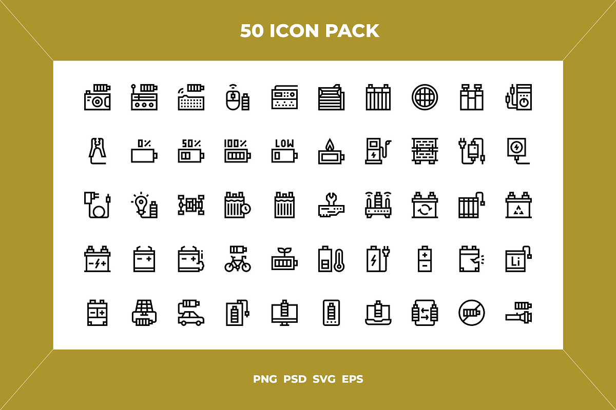 Battery icons, an Outline Icon by Wencory (Photo 1 of 2)