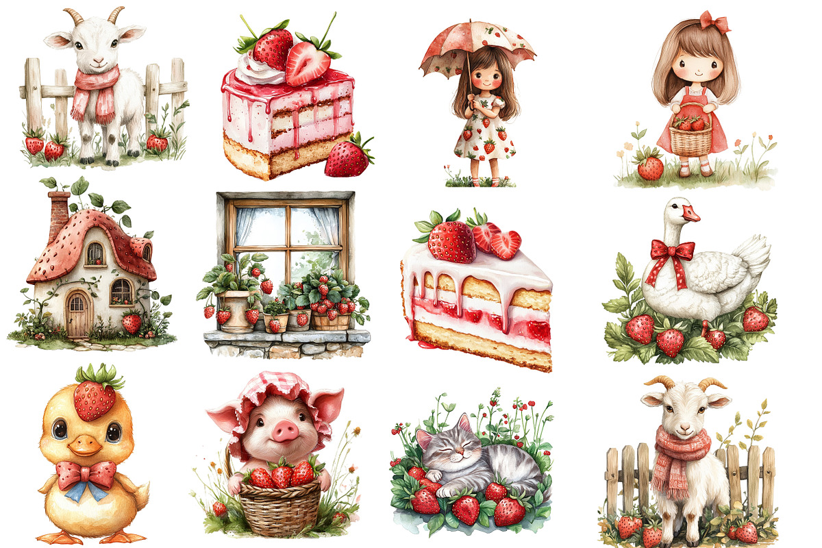 Strawberry Cottage PNG Clipart, an Illustration by Designworld (Photo 4 of 5)