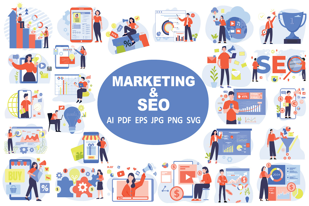 Marketing and SEO Illustrations Pack, an Illustration by Vector Portal (Photo 1 of 3)