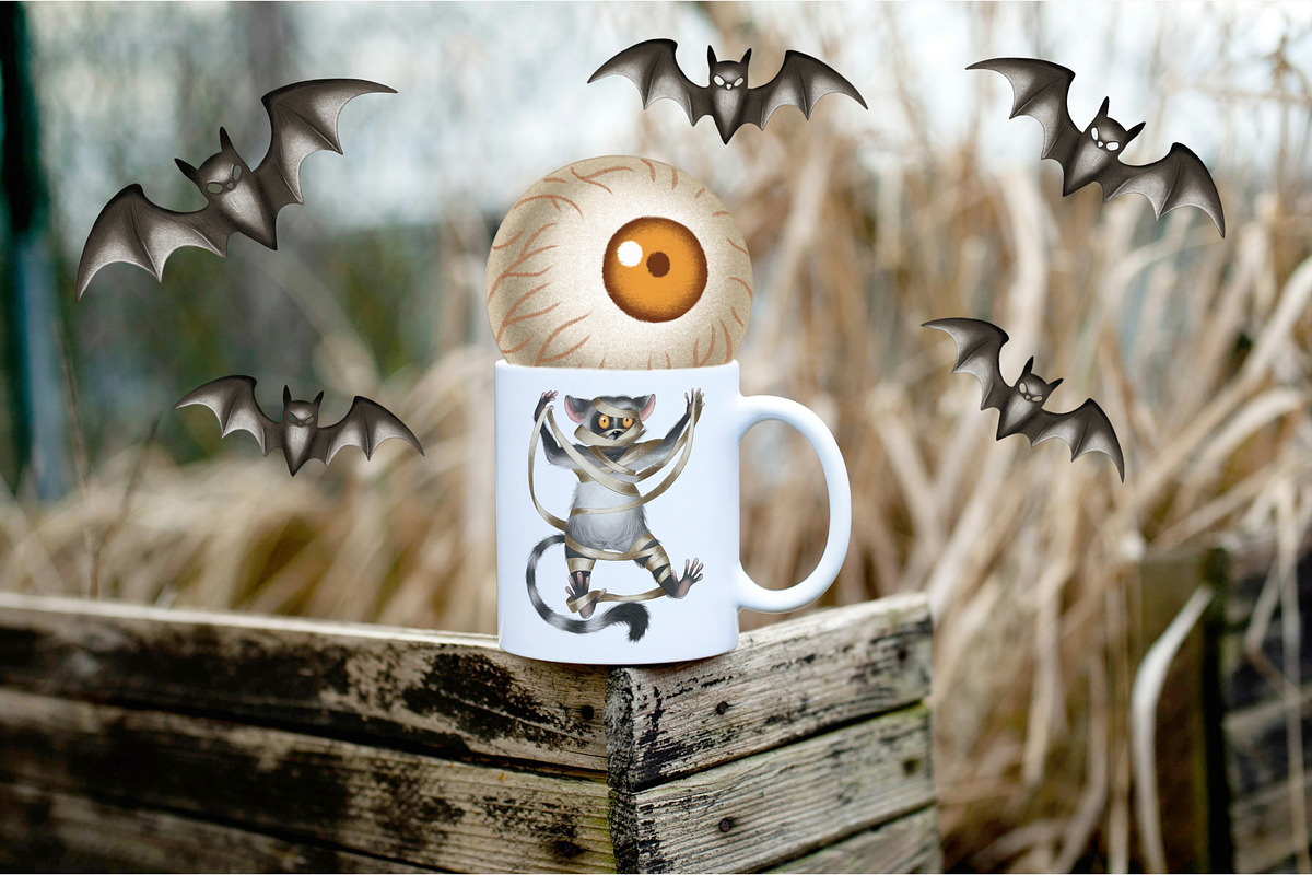 Magical Lemur Halloween Set, an Illustration by IrynaPanashii (Photo 5 of 10)